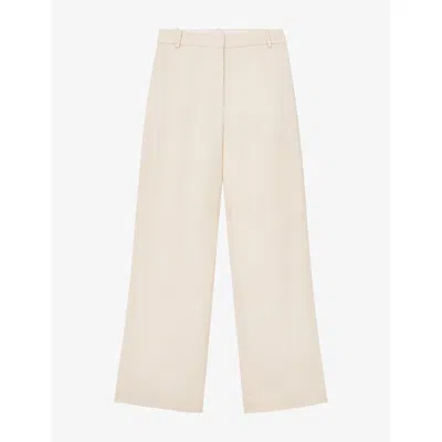 Reiss Womens Juniper Jacquard-stripe Wide-leg Woven Trousers Cream