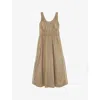 Reiss Womens Anouk Sleeveless Cotton Midi Dress Khaki In Khaki