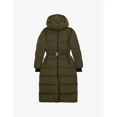 Reiss Womens  Colette Belted-waist Hooded Puffer Coat In Brown