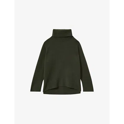 Reiss Womens Eliza Roll-neck Wool-cashmere Knitted Jumper Khaki
