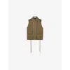 Reiss Womens Khaki Grace Patch-pocket Lace-up Linen-blend Gilet In Khaki