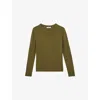 Reiss Womens Khaki Green Anya Open Stitch-detail Wool-blend Jumper