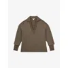 Reiss Womens Khaki Green Bernie Open-collar Relaxed-fit Stretch-woven Jumper In Brown