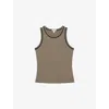 Reiss Womens Khaki Green Navy Becca Contrast-trim Stretch-cotton Vest In Neutral