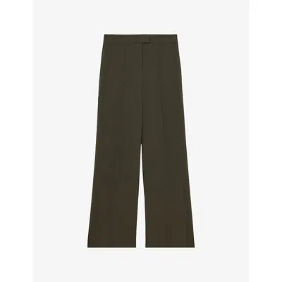 Reiss Womens Khaki  X Atelier Soliel Wide-leg Crepe Trousers In Brown