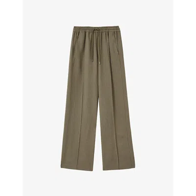 Reiss Womens  Sunnie Wide-leg Woven Trousers In Khaki