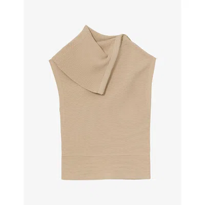 Reiss Womens Laura Asymmetric-neck Stretch-knit Vest Stone Neutral