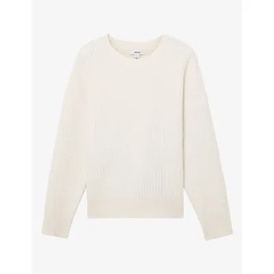 Reiss Womens Leah Jacquard-knit Wool And Cashmere Jumper Ivory In White