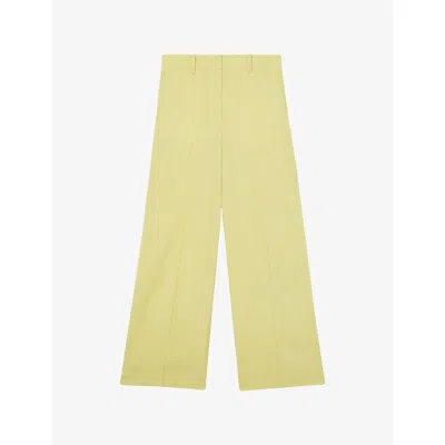 Reiss Womens Alecia Wide-leg Woven Suit Trousers Lemon