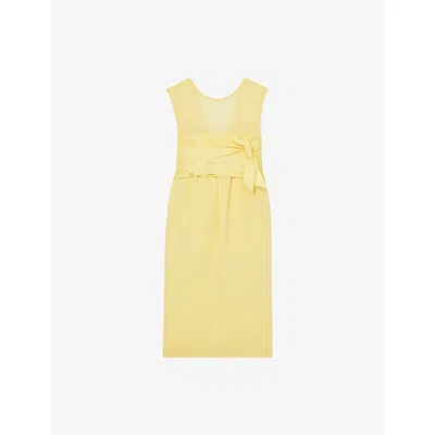 Reiss Womens Liliana Ribbon-tie Round-neck Stretch-woven Mini Dress Lemon In Yellow