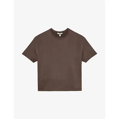 Reiss Womens Lena Short-sleeve Silk Top Mauve