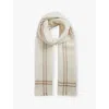Reiss Cream Wool Cashmere Fringed Scarf In Cream