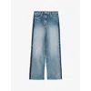 Reiss Womens Briar Wide-leg Contrast-panel Denim Jeans Light Blue In Light Blue