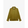 Reiss Womens Light Green Ameira Concealed-placket Long-sleeve Silk Shirt