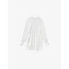 Reiss Ivory Woven High-neck Belted Blouse In Ivory