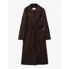 Reiss Womens Lucia Double-breasted Wool-blend Coat Chocolate