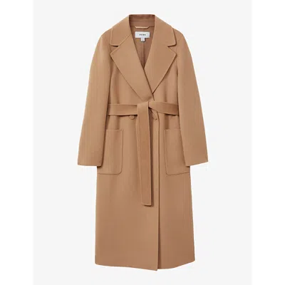 Reiss Womens Lucia Double-breasted Wool-blend Coat Light Camel In Light Camel