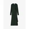 Reiss Womens Madeline Wrap-tie Jersey Midi Dress Green