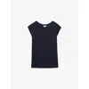 Reiss Womens Navy Mara Cap-sleeved Linen T-shirt Xs In Black