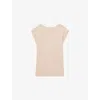 Reiss Womens Mara Cap-sleeved Linen T-shirt Peach