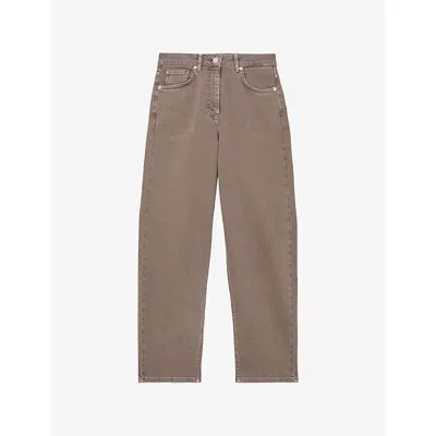 Reiss Womens Selin Mid-rise Straight-leg Denim Jeans Mauve Neutral