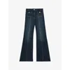 Reiss Womens Mid Blue Flared Mid-rise Stretch-denim Jeans In Blue