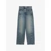 Reiss Womens Molly Barrel-leg High-rise Stretch-denim Jeans Mid Blue In Blue