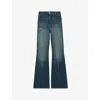 Reiss Womens Mid Blue Sakura Flared-leg High-rise Cotton-blend Jeans