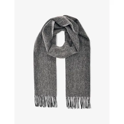 Reiss Womens Picton Wool And Cashmere-blend Scarf Mid Grey Melange Light G In Gray