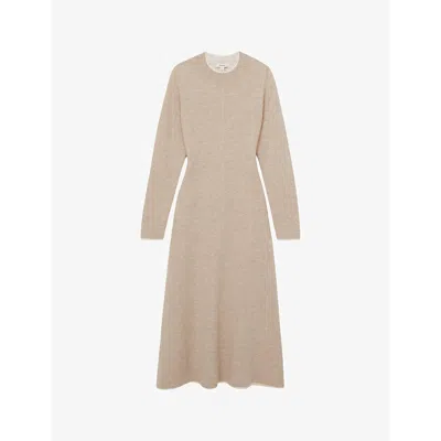 Reiss Womens Neutral Mila Mélange Knitted Midi Dress