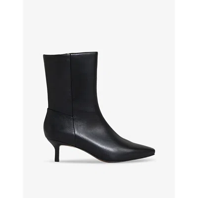 Reiss Womens  Millie Kitten-heel Leather Ankle Boots In Black