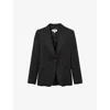 Reiss Black Single-breasted Peak-lapel Tailored Blazer