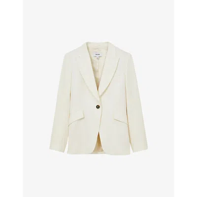 REISS WOMENS CREAM MILLIE PEAK-LAPEL WOVEN BLAZER