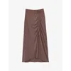 Reiss Womens Aurelie Ruched-side Stretch-jersey Midi Skirt Mink In Mink