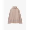 Reiss Cashmere Roll Neck Jumper Wool Cable Knit In Mink