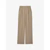 Reiss Womens Mink Neutral Eden Elasticated-waist Wide-leg Twill Trousers