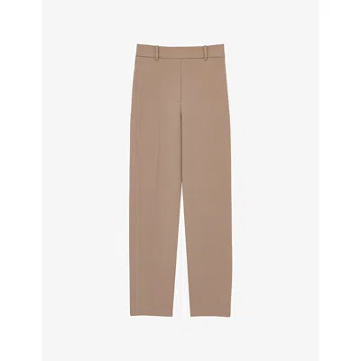 Reiss Womens Eve Tapered-leg Woven Trousers Mink Neutral