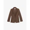 Reiss Womens Mink Neutral Gabi Single-breasted Stretch-woven Blazer In Brown