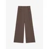 Reiss Womens Heather Tailored Woven Palazzo Wide-leg Trousers Mink Neutral