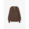 Reiss Mink Striped V-neck Jumper In Mink