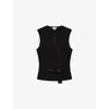 Reiss Womens Mio Belted-waist Sleeveless Shell Vest Black In Black