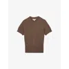Reiss Womens Mocha Brown Anita Short-sleeve Cotton And Wool-blend Top