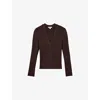 Reiss Womens Mocha Brown Lauri Craft-stitch Ribbed-knit Top