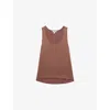 Reiss Womens Ruby Sleeveless Stretch-silk Top Mocha Brown In Burgundy