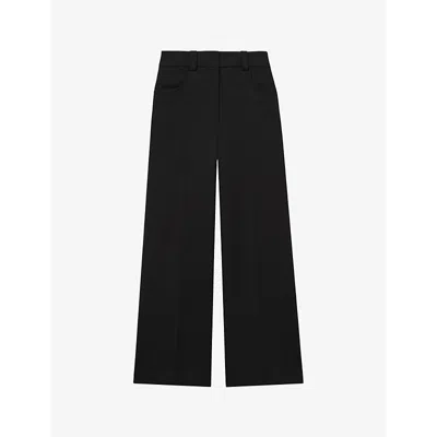 Reiss Womens Myrtle Wide-leg High-rise Stretch-woven Culottes Black