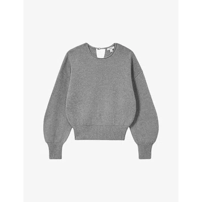 Reiss Womens Nadine Round-neck Knitted Jumper Grey