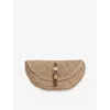 Reiss Womens  Aria Half-moon Raffia Clutch Bag In Natural