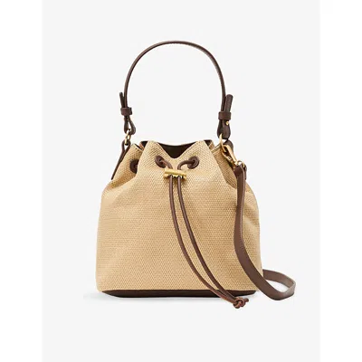 Reiss Womens Natural Evie Raffia-effect Shoulder Bag In Brown