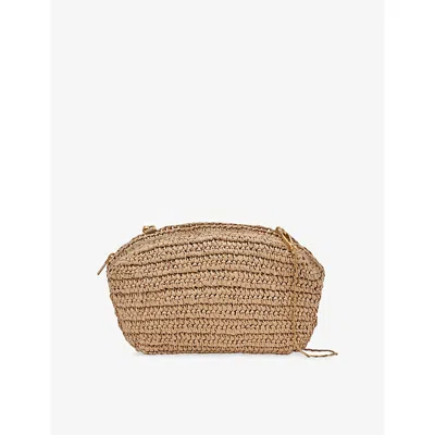 Reiss Womens Natural Fern Raffia Clutch Bag In Brown