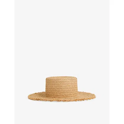 Reiss Womens Natural Freya Straw Boater Hat